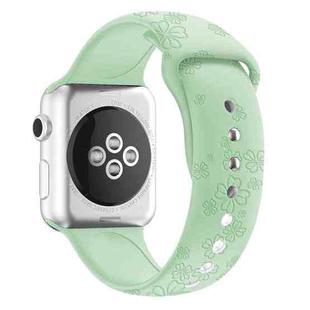 Four-leaf Clover Embossing Silicone Watch Band For Apple Watch Ultra 49mm / Series 8&7 45mm / SE 2&6&SE&5&4 44mm / 3&2&1 42mm(Light Green)