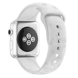 Four-leaf Clover Embossing Silicone Watch Band For Apple Watch Ultra 49mm / Series 8&7 45mm / SE 2&6&SE&5&4 44mm / 3&2&1 42mm(White)