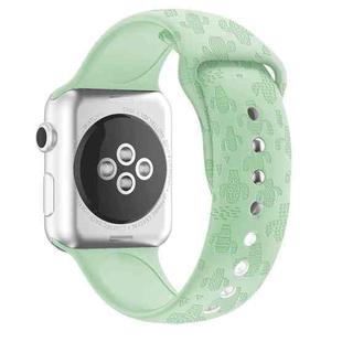 Cactus Embossing Silicone Watch Band For Apple Watch Series 8&7 41mm / SE 2&6&SE&5&4 40mm / 3&2&1 38mm(Light Green)