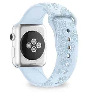 Sunflower Embossing Silicone Watch Band For Apple Watch Series 8&7 41mm / SE 2&6&SE&5&4 40mm / 3&2&1 38mm(Sky Blue)