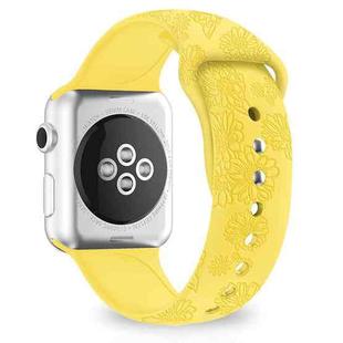 Sunflower Embossing Silicone Watch Band For Apple Watch Series 8&7 41mm / SE 2&6&SE&5&4 40mm / 3&2&1 38mm(Bright Yellow)