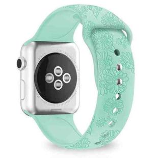 Sunflower Embossing Silicone Watch Band For Apple Watch Series 8&7 41mm / SE 2&6&SE&5&4 40mm / 3&2&1 38mm(Mint Green)