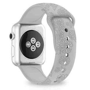 Sunflower Embossing Silicone Watch Band For Apple Watch Series 8&7 41mm / SE 2&6&SE&5&4 40mm / 3&2&1 38mm(Grey)