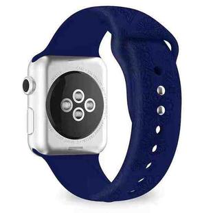 Sunflower Embossing Silicone Watch Band For Apple Watch Series 8&7 41mm / SE 2&6&SE&5&4 40mm / 3&2&1 38mm(Dark Blue)
