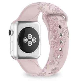 Sunflower Embossing Silicone Watch Band For Apple Watch Ultra 49mm / Series 8&7 45mm / SE 2&6&SE&5&4 44mm / 3&2&1 42mm(Pink Sand)