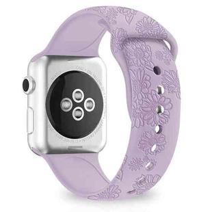 Sunflower Embossing Silicone Watch Band For Apple Watch Ultra 49mm / Series 8&7 45mm / SE 2&6&SE&5&4 44mm / 3&2&1 42mm(Purple)