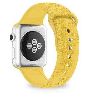 Sunflower Embossing Silicone Watch Band For Apple Watch Ultra 49mm&Watch Ultra 2 49mm / Series 9&8&7 45mm / SE 3&SE 2&6&SE&5&4 44mm / 3&2&1 42mm(Ginger)