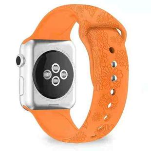 Sunflower Embossing Silicone Watch Band For Apple Watch Ultra 49mm&Watch Ultra 2 49mm / Series 9&8&7 45mm / SE 3&SE 2&6&SE&5&4 44mm / 3&2&1 42mm(Orange)