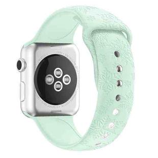 Snowflake Embossing Silicone Watch Band For Apple Watch Series 8&7 41mm / SE 2&6&SE&5&4 40mm / 3&2&1 38mm(Light Green)