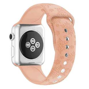 Snowflake Embossing Silicone Watch Band For Apple Watch Series 8&7 41mm / SE 2&6&SE&5&4 40mm / 3&2&1 38mm(Apricot Pink)