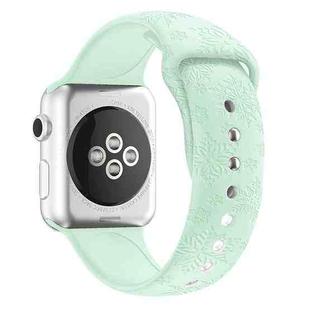 Snowflake Embossing Silicone Watch Band For Apple Watch Ultra 49mm / Series 8&7 45mm / SE 2&6&SE&5&4 44mm / 3&2&1 42mm(Light Green)