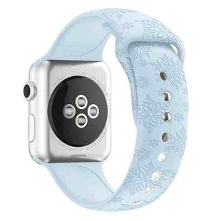 Snowflake Embossing Silicone Watch Band For Apple Watch Ultra 49mm / Series 8&7 45mm / SE 2&6&SE&5&4 44mm / 3&2&1 42mm(Sky Blue)