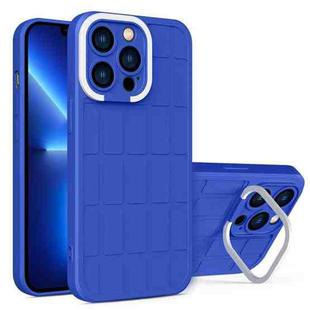 For iPhone 13 Cube Lens Holder TPU + PC Phone Case(Blue)