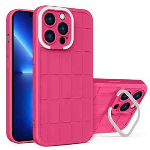 For iPhone 13 Cube Lens Holder TPU + PC Phone Case(Rose Red)