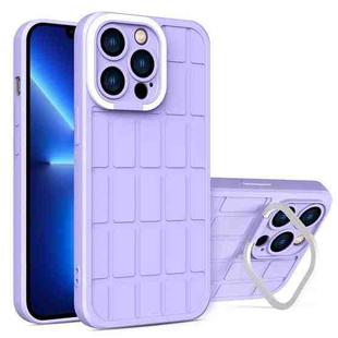 For iPhone 12 Cube Lens Holder TPU + PC Phone Case(Purple)