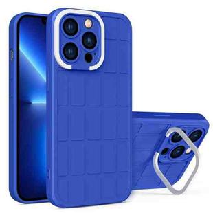 For iPhone 12 Pro Cube Lens Holder TPU + PC Phone Case(Blue)