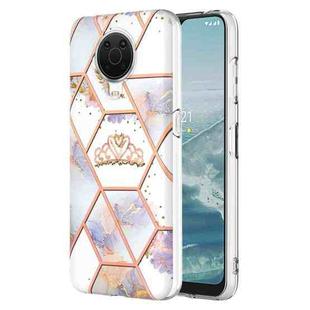 For Nokia G10 / G20 Electroplating Splicing Marble Flower Pattern TPU Shockproof Phone Case(Crown)