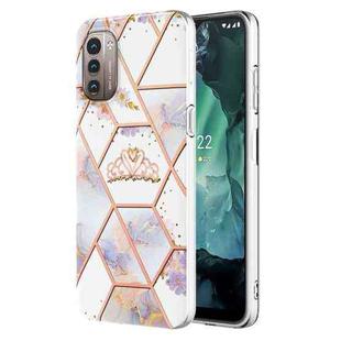 For Nokia G21 / G11 Electroplating Splicing Marble Flower Pattern TPU Shockproof Phone Case(Crown)