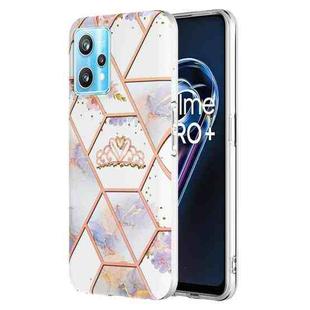 For OPPO Realme 9 Pro 5G Electroplating Splicing Marble Flower Pattern TPU Shockproof Phone Case(Crown)