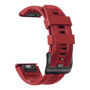 For Garmin Fenix 7 / 6 Pro / 5 Plus 22mm Black Buckle Silicone Watch Band(Dark Red)