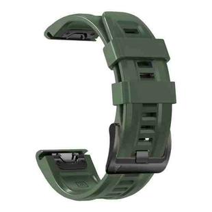 For Garmin Fenix 7 / 6 Pro / 5 Plus 22mm Black Buckle Silicone Watch Band(Army Green)