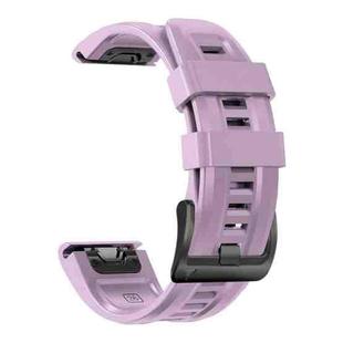 For Garmin Fenix 7 / 6 Pro / 5 Plus 22mm Black Buckle Silicone Watch Band(Light Purple)