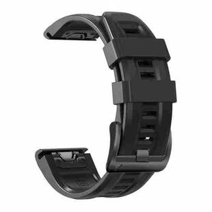 For Garmin Fenix 7X / 6X / 5X 26mm Black Buckle Silicone Watch Band(Black)