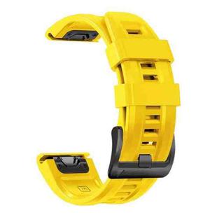 For Garmin Fenix 7X / 6X / 5X 26mm Black Buckle Silicone Watch Band(Yellow)