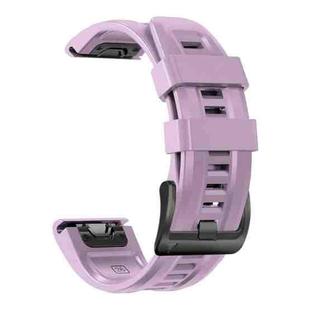 For Garmin Fenix 7X / 6X / 5X 26mm Black Buckle Silicone Watch Band(Light Purple)