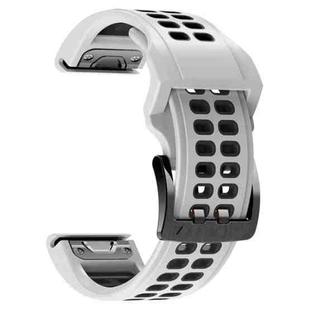 For Garmin Fenix 6X Quick Release Double Row Silicone Watch Band(White Black)
