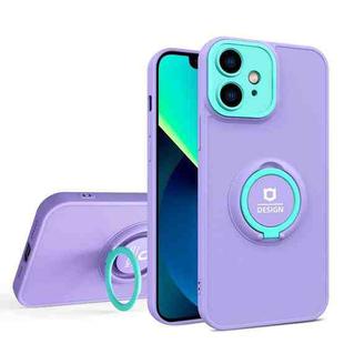 For iPhone 11 Eagle Eye Ring Holder Phone Case (Purple + Light Green)