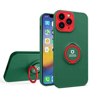 For iPhone 11 Pro Max Eagle Eye Ring Holder Phone Case (Dark Green + Red)