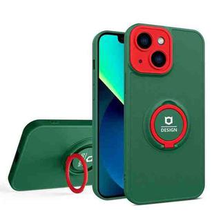 For iPhone 13 Eagle Eye Ring Holder Phone Case(Dark Green + Red)