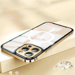 AG Frosted PC Backplane + Stainless Steel Frame MagSafe Phone Case For iPhone 13 Pro(Gold)