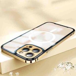 AG Frosted PC Backplane + Stainless Steel Frame MagSafe Phone Case For iPhone 12 Pro Max(Gold)