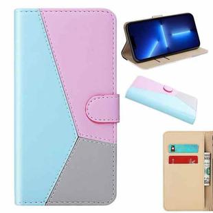 Tricolor Stitching Horizontal Flip Leather Phone Case For iPhone 13 Pro Max(Blue)
