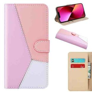 Tricolor Stitching Horizontal Flip Leather Phone Case For iPhone 13(Pink)