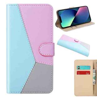 Tricolor Stitching Horizontal Flip Leather Phone Case For iPhone 13 mini(Blue)