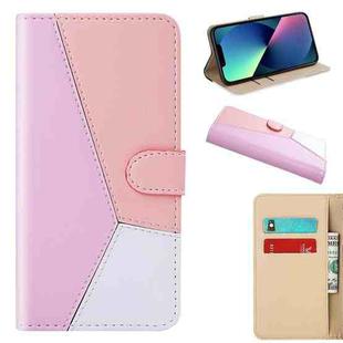 Tricolor Stitching Horizontal Flip Leather Phone Case For iPhone 13 mini(Pink)