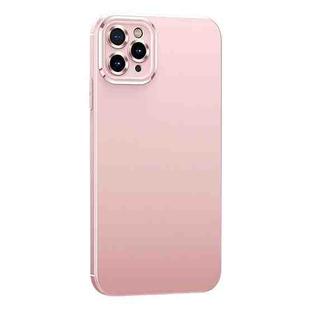 For iPhone 11 Pro Metal Lens Liquid Silicone Phone Case (Pink)
