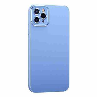 For iPhone 11 Pro Metal Lens Liquid Silicone Phone Case (Blue)