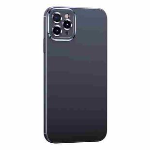 For iPhone 11 Pro Max Metal Lens Liquid Silicone Phone Case (Black)