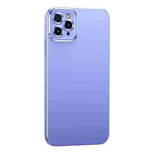 For iPhone 11 Pro Max Metal Lens Liquid Silicone Phone Case (Purple)