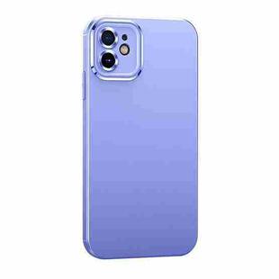 For iPhone 12 Metal Lens Liquid Silicone Phone Case(Purple)