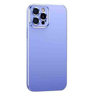 For iPhone 12 Pro Metal Lens Liquid Silicone Phone Case(Purple)