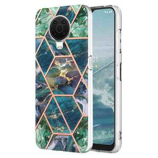 For Nokia G20 / G10 Electroplating IMD Splicing Marble TPU Phone Case(Blue Green)
