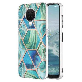 For Nokia G20 / G10 Electroplating IMD Splicing Marble TPU Phone Case(Green)