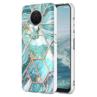 For Nokia G20 / G10 Electroplating IMD Splicing Marble TPU Phone Case(Blue)