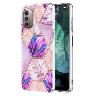 For Nokia G21 / G11 Electroplating IMD Splicing Marble TPU Phone Case(Light Purple)