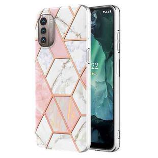 For Nokia G21 / G11 Electroplating IMD Splicing Marble TPU Phone Case(Pink White)